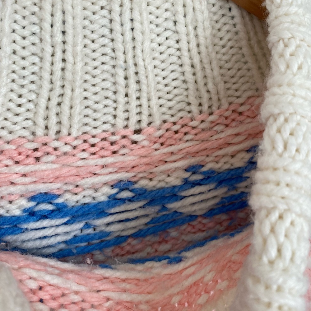 Vintage Hand-Knit Nordic Fair Isle Turtleneck Sweater Medium Cottagecore Boho - Picture 11 of 12